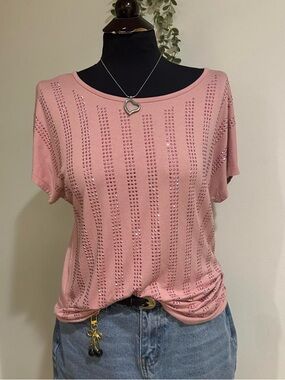 Vocal Rose Pink Short Sleeve Studded Tee